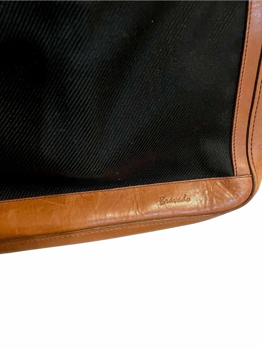Vintage Bravado Leather Canvas Messenger Crossbody Satchel Bag Brass 17x12